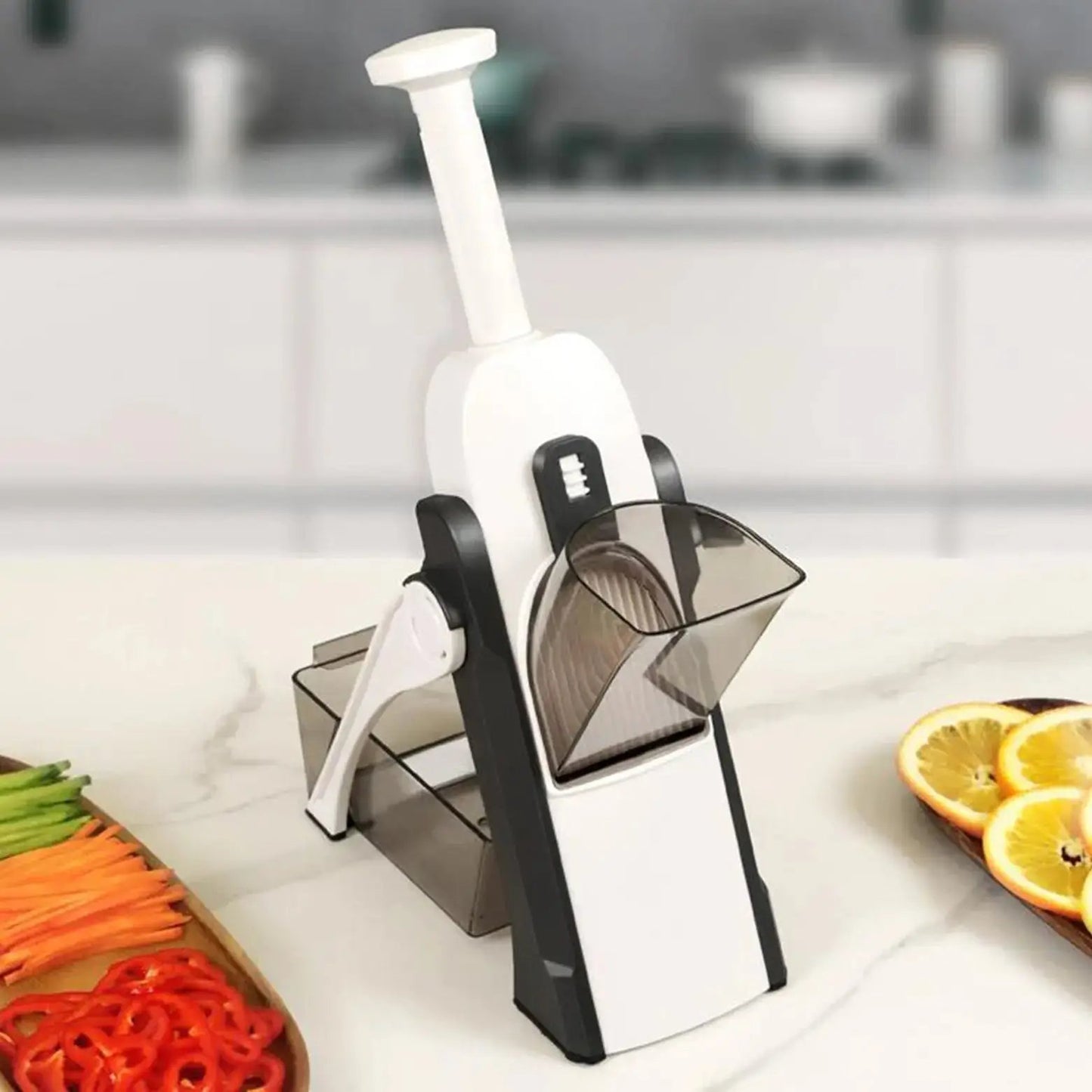 Multifunctional vegetable cutterFeatures

Reliable and strong plastic
Fast slicing without effort
Thanks to the unique spring system, the handle after pressing instantly rises up without requiring Kitchen ItemsahomeahomeMultifunctional vegetable cutter