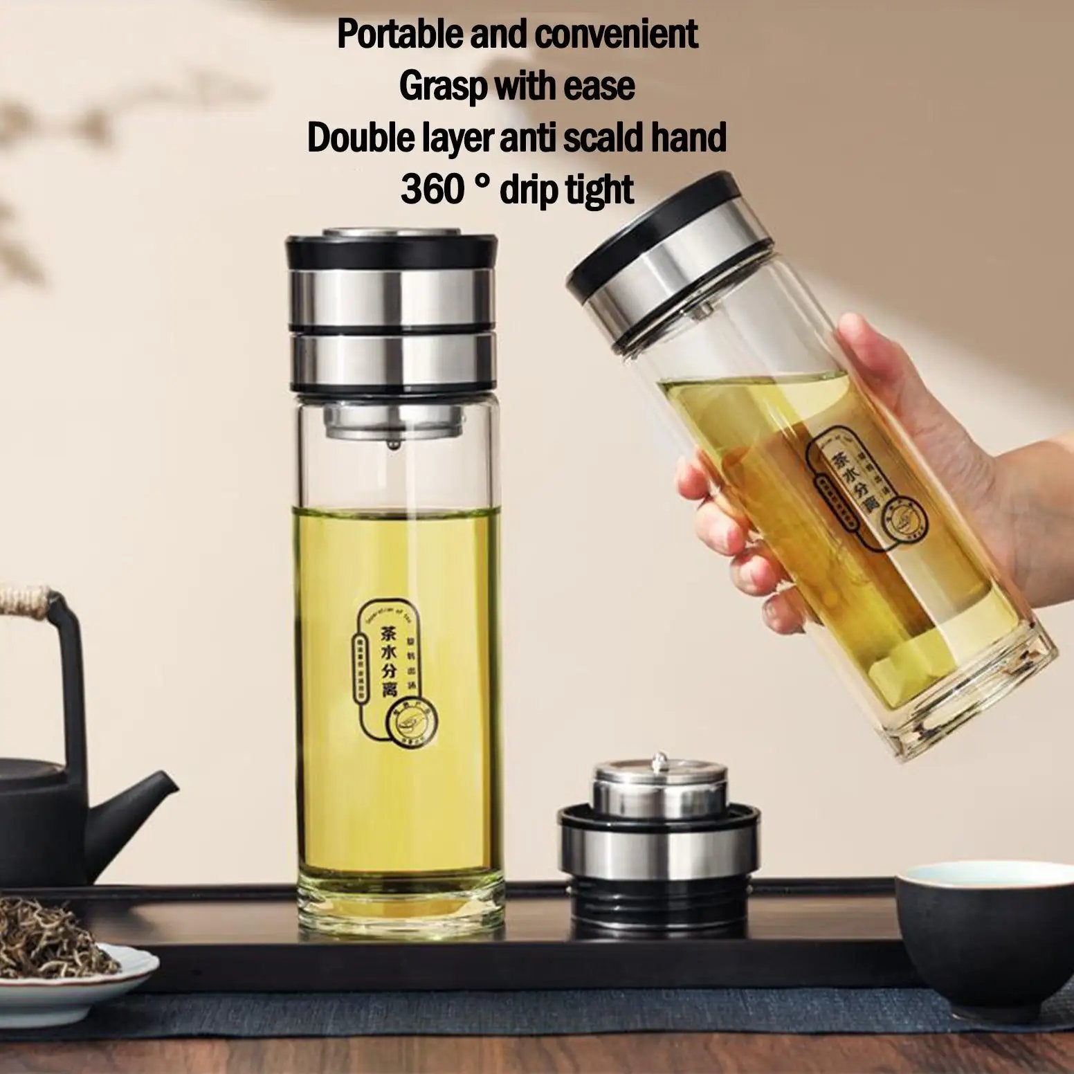 Mechanical rotating tea and water separator cupKnob type tea warehouseTea water separationHigh borosilicate glass cupDouble layer thickening
 
Drinking CupahomeahomeMechanical rotating tea