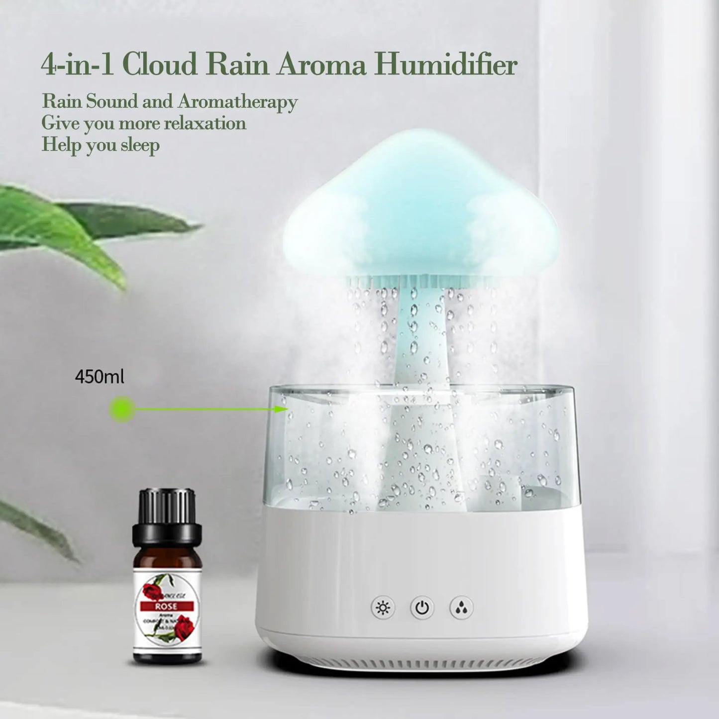 4-in-1 Cloud Rain Aroma Humidifier4-in-1 Cloud Rain Aroma Humidifier
The sound of rain helps to sleepAromatherapy diffusionHumidification in a dry environmentAtmosphere Colorful Night LightNew StrangHousehold Itemsahomeahome-1 Cloud Rain Aroma Humidifier