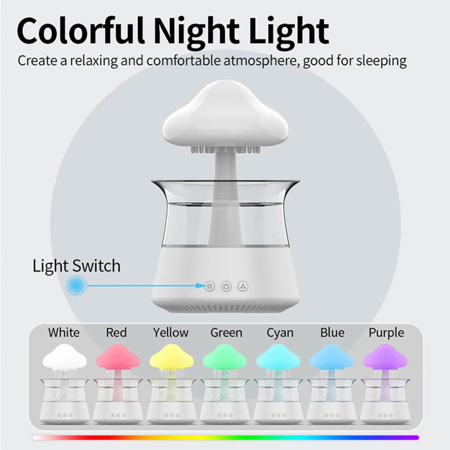 4-in-1 Cloud Rain Aroma Humidifier4-in-1 Cloud Rain Aroma Humidifier
The sound of rain helps to sleepAromatherapy diffusionHumidification in a dry environmentAtmosphere Colorful Night LightNew StrangHousehold Itemsahomeahome-1 Cloud Rain Aroma Humidifier