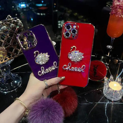 Inlaid Diamond Swan Phone Case ahome