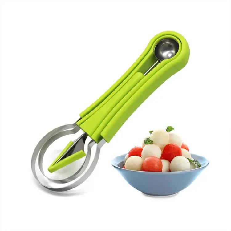 Three-in-one stainless steel multi-purpose fruit ball excavatorOverview:1. Easy to use: The carving knife and spoon are integrated for easy use.2. tooth profile design: fine grinding of knife teeth, electrolysis, glossiness, notKitchen Itemsahomeahomestainless steel multi-purpose fruit ball excavator